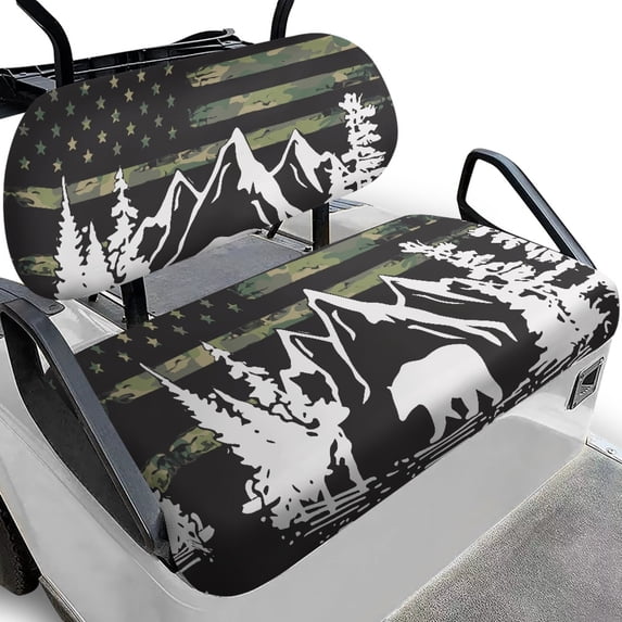 Yuyamidu Bear Golf Cart Seat Covers American Flag Golf Cart Backrest Seat Protector Decor 2 Pack Universal Club Car Seat Cushion Fit 2-Seat Golf Cart
