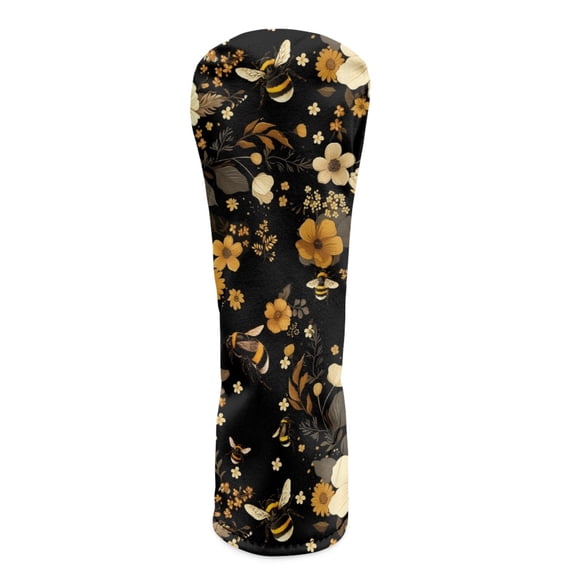 Yuyamidu Bee Golf Club Head Covers for Driver, Fairway Woods, Hybrid Yellow Floral Golf Headcover Waterproof PU Leather Golf Head Cover