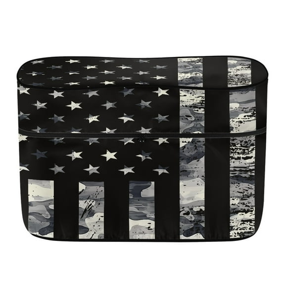 Yuyamidu Black American Flag Propane Tank Cover Double 20lb Propane Tank Cover for Camper Trailer, Easy to Put on and Take off RV Parts RV Camper Accessories, 4th of July