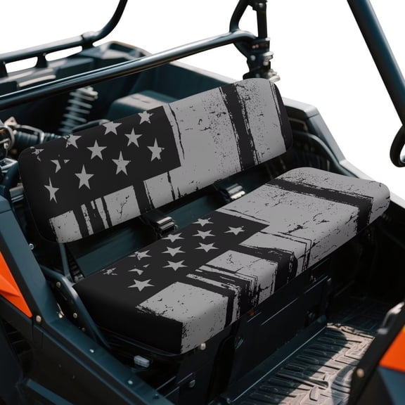 Yuyamidu Black American Flag UTV Seat Cover Split Mule UTV Front Bench Seat Cover All-Weather Protection Compatible with Kawasaki Mule 3000 3010 3020 4000 4010 (2001-2023 2025)