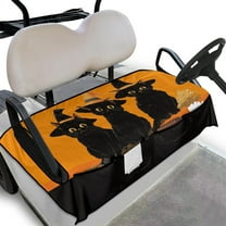 Yuyamidu Black Cat Golf Cart Seat Covers Easy to Install Golf Cart Cushion Covers Halloween Club Car Seat Towel Blanket with 4 Front Pockets