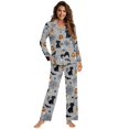 thumbnail image 1 of Yuyamidu Black Cat Pumpkin Button Pajamas for Women Set 2 Pieces Soft Gray Halloween Loungewear Relaxed Pullover Tops Pjs Size 3XL, 1 of 9