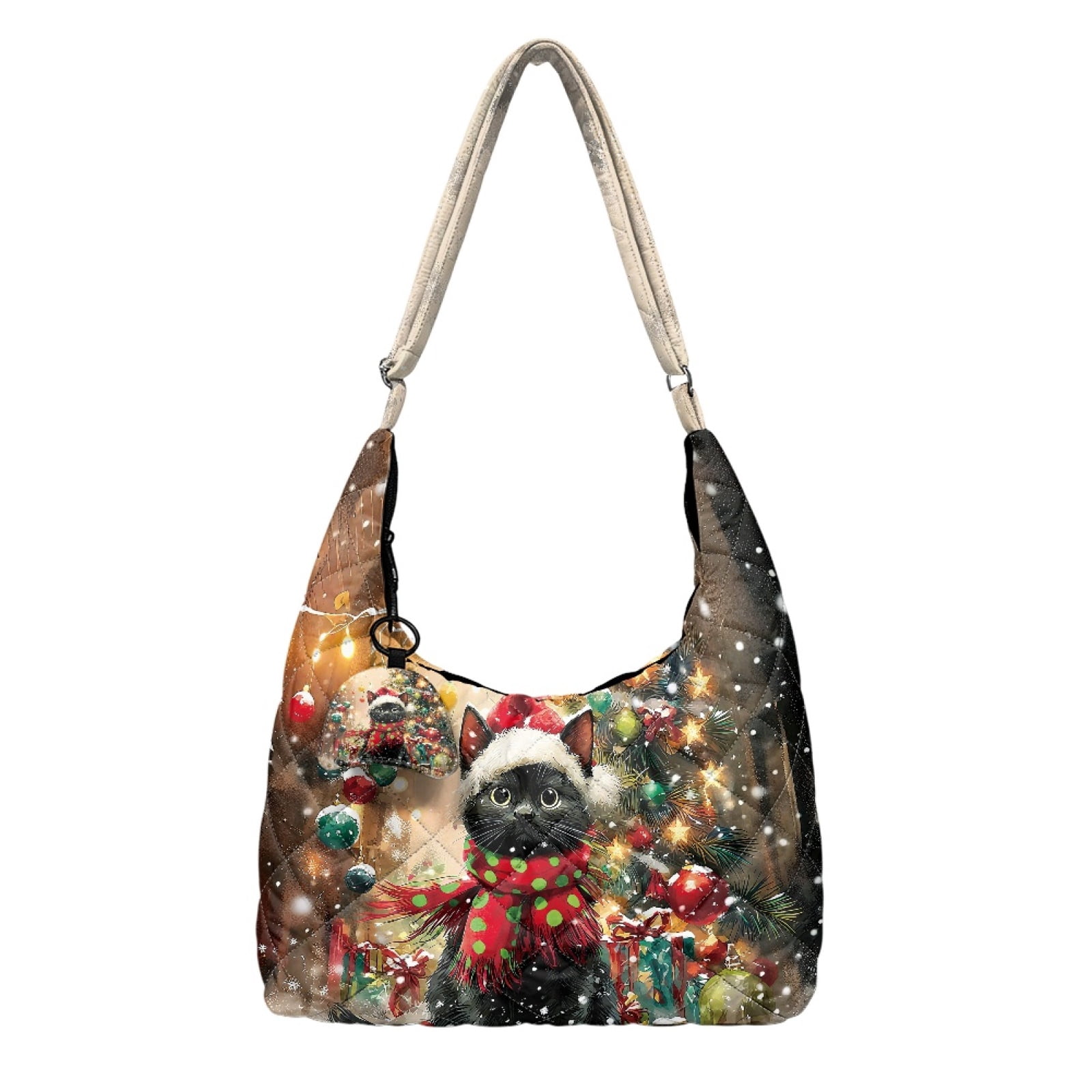 Yuyamidu Black Cat Quilted Hobo Bag for Women Christmas Crossbody Bag ...