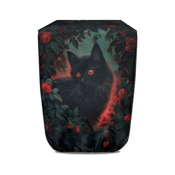 Yuyamidu Black Cat RV Electric Tongue Jack Cover Weatherproof Trailer RV Jack Protective Cover Red Rose Travel Trailer Tongue Jack Head Cover, UV Resistant RV Accessories