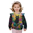 thumbnail image 1 of Yuyamidu Black Cat Sweatshirt for Girls 3T 4T Cute Animal Graphic Sweatshirts Long Sleeve Ruffle Shoulder Crewneck Pullover Tops Lightweight Soft Outdoor Play Wear, 1 of 8