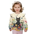 thumbnail image 1 of Yuyamidu Black Cat Sweatshirt Toddler Girl 2T 3T Beige Ruffle Shoulder Sleeve Sweatshirts Kids Cute Graphic Pullover Sweater Tops Comfy Crewneck Fall Outfits Novelty Soft Outdoor Workout Clothes, 1 of 8
