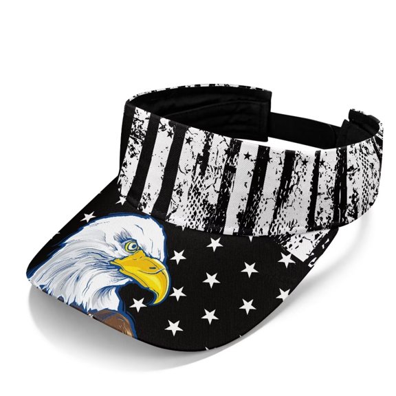 Yuyamidu Black Eagle Sun Visor Hat with Wide Brim for Men Lightweight Sport Visor for Women Running Golf Cap, Independence Day