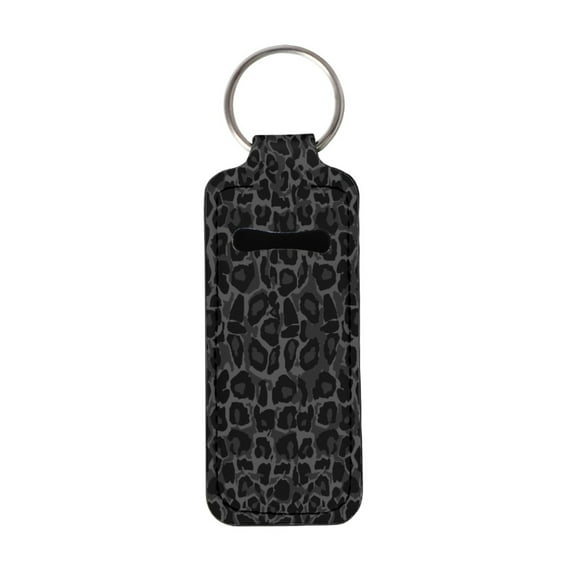 Yuyamidu Black Leopard Print Chapstick Holder Keychain Novelty Lipstick Carrier Organizer for Women Girls Makeup Accessories Lightweight Lip Balm Pouch Keychain