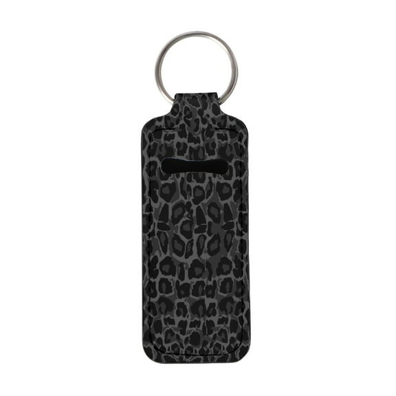 Yuyamidu Black Leopard Print Chapstick Holder Keychain Novelty Lipstick Carrier Organizer for Women Girls Makeup Accessories Lightweight Lip Balm Pouch Keychain