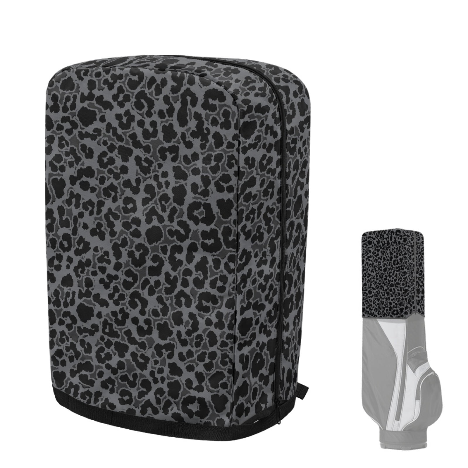 Yuyamidu Black Leopard Print Golf Bag Rain Cover Fashion Golf Bag Hood Cover with Adjustable Straps Easy to Use All Weather Protection