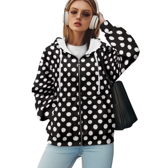 Yuyamidu Black Zip Up Hoodie Women Weighted Hoodie Oversized Sweatshirt for Women Sweat ShirtSweat Shirt Polka Point Womens Crewneck Sweatshirt XL