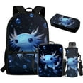 thumbnail image 1 of Yuyamidu Blue Axolotl Backpack Lunchbox Set for Kids 4 in 1 Children School Bags and Lunch Box for Boys Preschool Bookbag with Lunch Bags + Pencil Case + Water Bottle Bag Girls Book Bags, 1 of 7