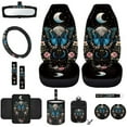 thumbnail image 1 of Yuyamidu Blue Butterfly Car Accessories with Front Seat Cover Steering Wheel Cover Flower Seatbelt Covers Armrest Mat Trash Can Mount Pocket Cup Holders Rearview Mirror Cover Keychain, Set of 12, 1 of 7