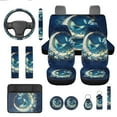 thumbnail image 1 of Yuyamidu Blue Butterfly Car Seat Covers Full Set of 13 Flowers Moon Steering Wheel Cover Seat Belt Pads Armrest Cover Cup Holders Keychain Auto Interior Accessories, 1 of 6