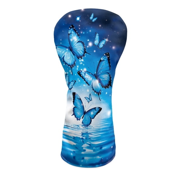 Yuyamidu Blue Butterfly Golf Club Head Covers for Women Driver Fairway Wood Hybrid Golf Head Cover Waterproof Golf Headcovers, PU Leather