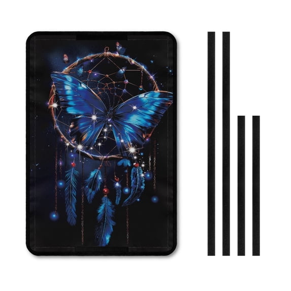 Yuyamidu Blue Butterfly RV Door Window Shade Cover for Women Dream Catcher Privacy Screen Window Cover Travel Trailer Motorhome RV Entry Door Window Curtain