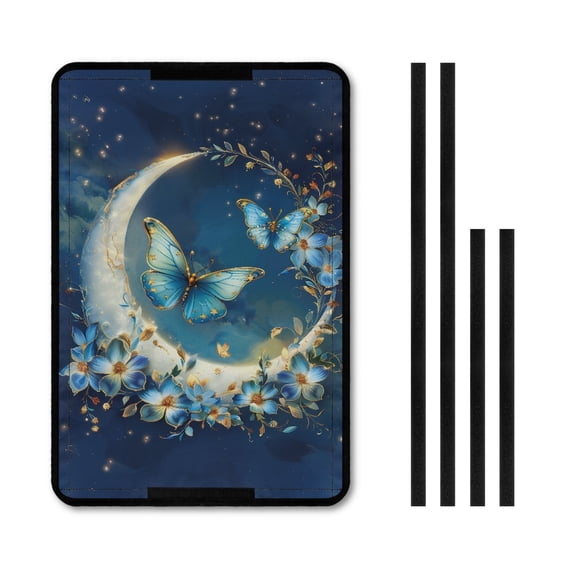 Yuyamidu Blue Butterfly RV Door Window Shade Moon Camper Window Cover for Privacy Protection or Shading, Foldable RV Window Cover Skylight Sunshade for Women