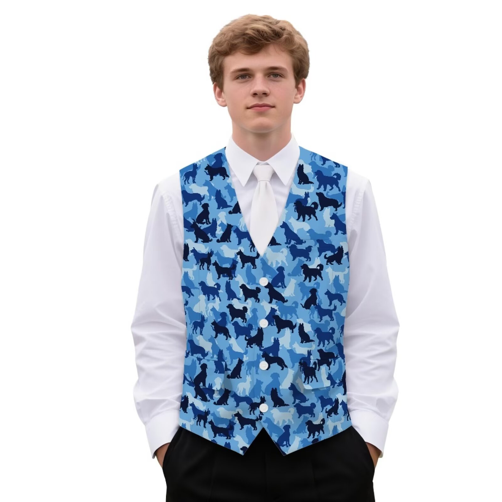 Yuyamidu Blue Camo Men's Suit Vest for Wedding Prom Business Formal Dress  Waistcoat Vest with 3 Pockets Camouflage V-Neck Vests Size S - Walmart.com