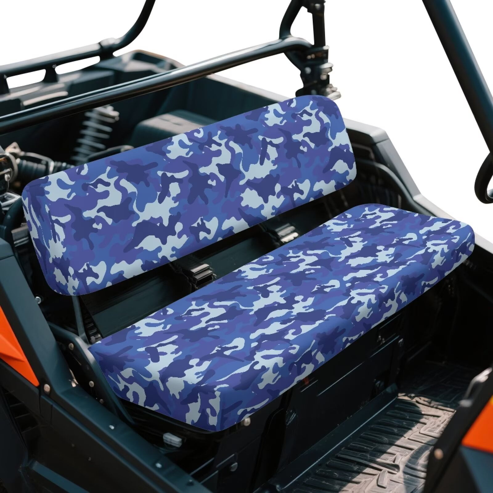 Yuyamidu Blue Camouflage UTV Seat Cover Full Protection Camo Mule Bench Seat Cover Comfort Anti Slip UTV Accessories Elastic Fabrics Compatible with Kawasaki Mule 3000 3010 3020