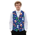 thumbnail image 1 of Yuyamidu Blue Christmas Men's Casual Business Vests Lightweight Santa Claus Waistcoat with Adjustable Back Strap Snowman Slim Fit Suit Vest for Men Size M, 1 of 7