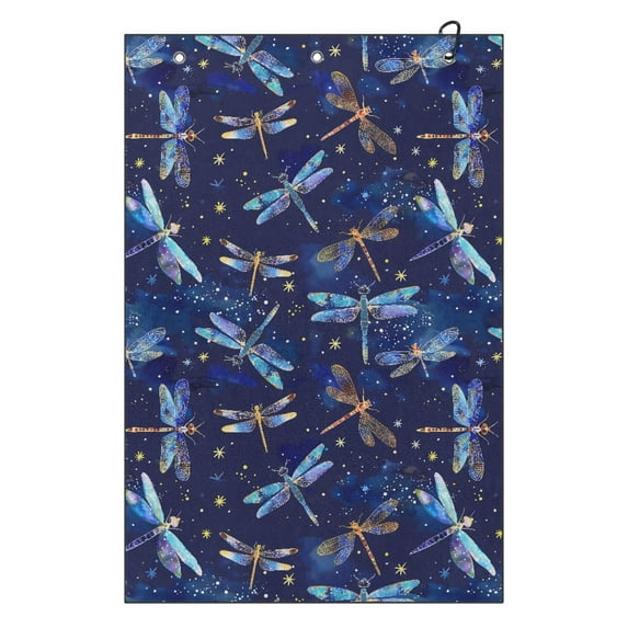 Yuyamidu Blue Dragonfly Golf Towel Aesthetic Golf Ball Towel Coral Velvet Large Golf Accessories Soft Comfortable Fabric Lightweight and Easy to Carry Wipe Clubs Balls Sweaty Hands