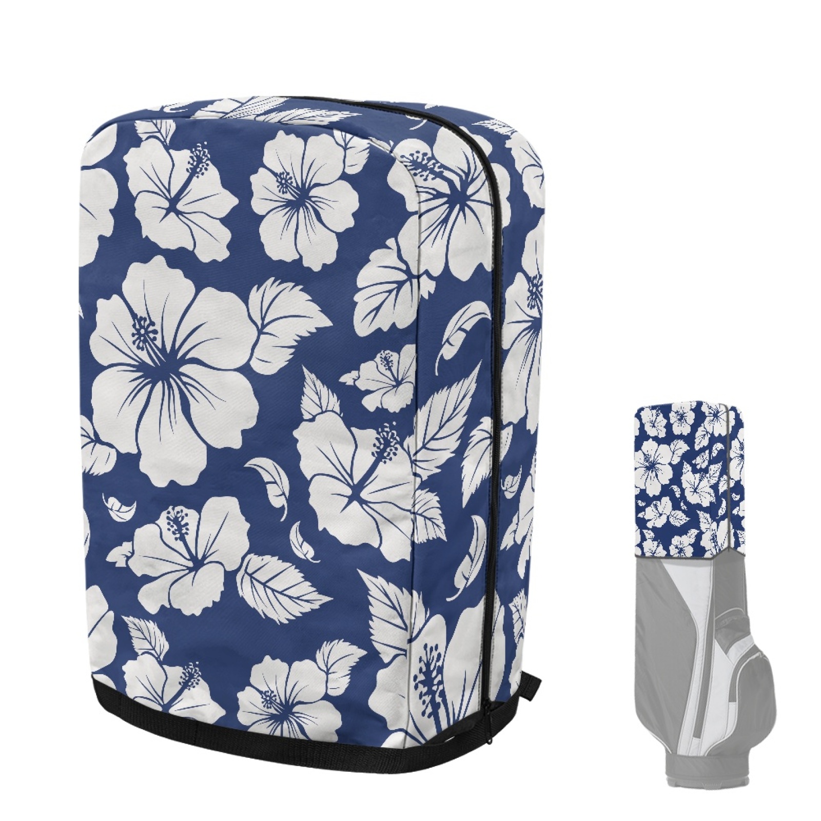 Yuyamidu Blue Hibiscus Golf Bag Cover Colorful Flowers Golf Bag Umbrella for Clubs with Snap Button Dust and Sun Protection Fit Most Club Bags