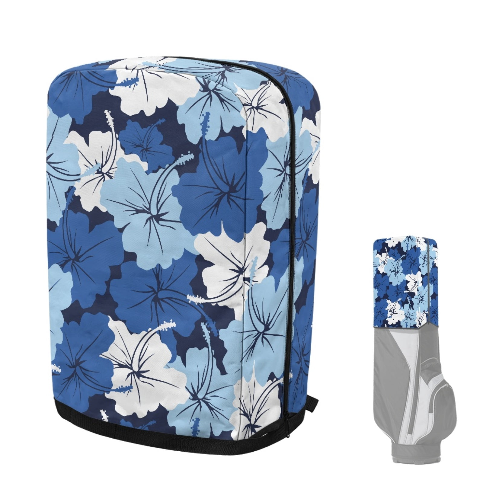 Yuyamidu Blue Hibiscus Golf Bag Cover Portable Golf Bag Rain Cover Floral Golf Caddy Bags Covers Golf Gifts for Women Universal Golf Club Bag Accessories