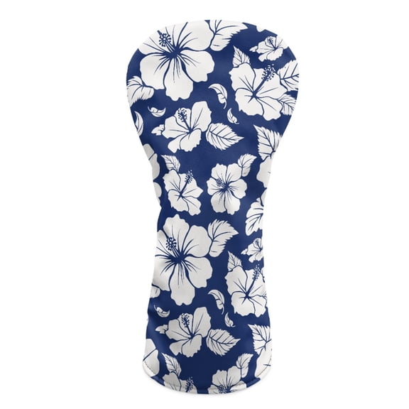 Yuyamidu Blue Hibiscus Golf Club Head Cover with Soft Lining Blue Flowers Golf Club Cover Waterproof PU Leather Hybrid Fairway Driver Headcover Golf Gift for Golfers
