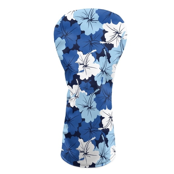 Yuyamidu Blue Hibiscus Golf Club Head Covers for Drivers, Fairway Woods, and Hybrids, Waterproof Leather Head Covers Women Tropical Golf Headcover with Soft Lining