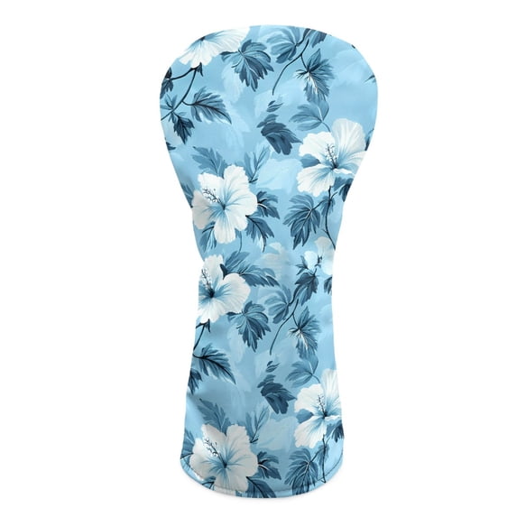 Yuyamidu Blue Hibiscus Golf Club Head Covers Flowers PU Leather Golf Club Cover Driver Headcovers, Fairway Woods Head Covers, Hybrids Headcover