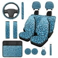 thumbnail image 1 of Yuyamidu Blue Leopard Print Car Seat Cover Full Set with Auto Headrest Covers Seat Belt Cover Steering Wheel Cover Coasters Center Console Pad Keychain Auto Decor, 14 PCS, 1 of 7