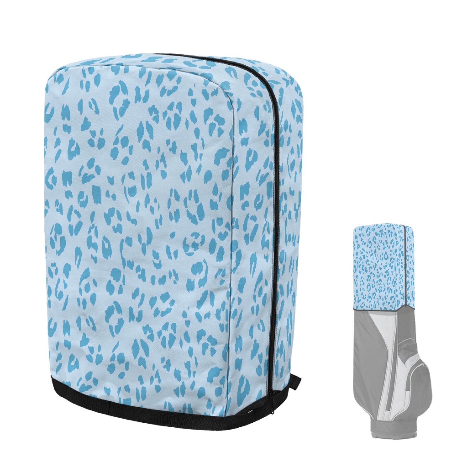 Yuyamidu Blue Leopard Print Golf Bag Cover Fashion Golf Bag Top Cover for Clubs with Snap Button One Size Fit Most Stand Bags