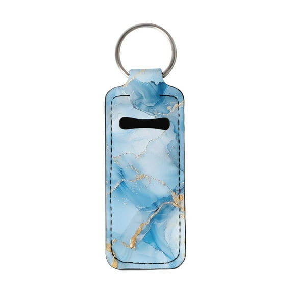 Yuyamidu Blue Marble Print Chapstick Holder Key Chain Sleeve Lightweight Lip Balm Holder Keychain Gifts for Women Girls Fashion Lip Gloss Tube Holder Key Chain