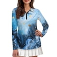 thumbnail image 1 of Yuyamidu Blue Marble Print Golf Shirts for Women Size 2XL Comfortable1/4 Zip Long Sleeve Athletic Shirts Golf T Shirts Fashion Tennis Tops, 1 of 8