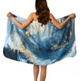 thumbnail image 1 of Yuyamidu Blue Marble Print Shower Wrap Towel for Women Size XL Quick Dry Bath Wrap for Bath Spa Comfortable Towel Wrap for Bathroom Terry Cloth Bath Towels with Pocket, 1 of 7