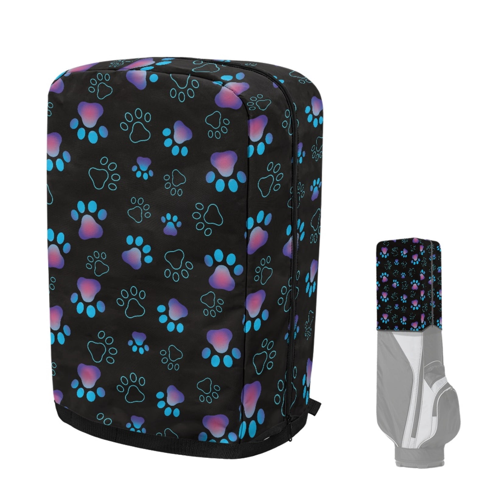 Yuyamidu Blue Purple Dog Paw Golf Bag Dust Cover Cute Golf Bag Umbrella for Clubs Protection with Zipper Easy Access for Stand Bags and Carry Cart