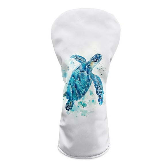 Yuyamidu Blue Sea Turtle Golf Ball Golf Club Headcover Waterproof Golf Head Protective Cover PU Leather Driver Fairway Wood Hybrid Head Cover
