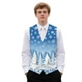 thumbnail image 1 of Yuyamidu Blue Snowflake Mens V Neck Suit Vest for Wedding Prom Tuxedo Dress with Adjustable Back Strap Christmas Tree Casual Waistcoat for Men Size S, 1 of 7