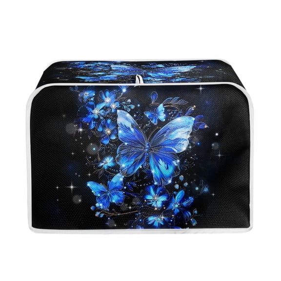 Yuyamidu Blue Toaster Cover 4 Slice Butterfly Floral Kitchen Decorative Cover for Small Appliances Wide Slot Microwave Toaster Oven Cover Clean from Smudges, Oil, Food Stains