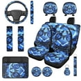 thumbnail image 1 of Yuyamidu Blue Turtle 14 Pcs Car Seat Cover Set with Auto Steering Wheel Cover Armrest Cushion Head Rest Protector Seat Belt Covers,Automotive Interior Sets Unverisal Fit Cars SUV, 1 of 7