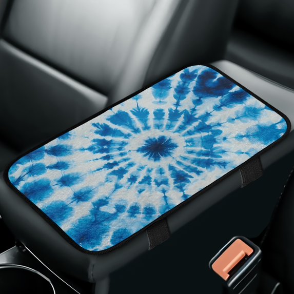 Yuyamidu Blue Whilpool Tie Dye Car Armrest Cover Cushion Pad Decorative Accessories Warm Auto Center Console Cover Pad Non-Slip Car Center Console Armrest Cover Fit for Most Vehicles