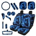 thumbnail image 1 of Yuyamidu Blue Wolf Car Seat Cover Full Set of 16 Fashion Steering Wheel Cover Seat Belt Covers Sunshade Car Windshield Handbrake Sets Rear View Mirror Cover Coasters Key Chain Car Accessories, 1 of 7