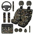 thumbnail image 1 of Yuyamidu Boho Car Seat Cover Full Set with Steering Wheel Cover Seat Belt Cover Dragonfly Center Console Cover Headrest Covers Keychain Coaster Universal Fit, 14 Piece, 1 of 7