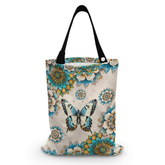 Yuyamidu Boho Flower Blossom Car Garbage Bag Decorative Accessories Butterfly Vehicle Trash Bag for Van Truck Foldable Car Storage Bag Reusable Auto Rubbish Bag