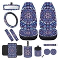 thumbnail image 1 of Yuyamidu Boho Flower Blossom Front Car Seat Covers Full Set of 12 Auto Steering Wheel Cover Seat Belt Pad Armrest Box Mat Trash Bin Rear View Mirror Cover Cup Holders Keychain Air Vent Storage Box, 1 of 7
