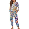 thumbnail image 1 of Yuyamidu Boho Mandala Flower Crewneck Pajamas Set of 2 Warmth Sleepwear Pjs Womens Long Sleeve Sleepwear Tops Long Pants with Pockets Softness Sleep Jogger Set Size M, 1 of 7