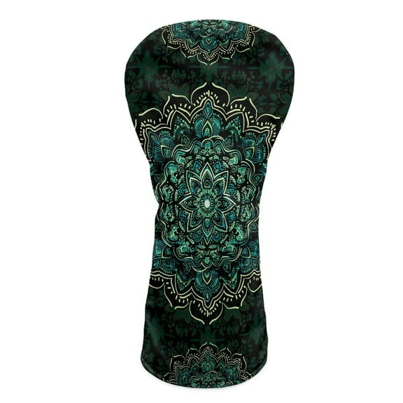 Yuyamidu Boho Mandala Flower Golf Club Cover Fit Well for Driver or Fairway Wood Golf Club, Green Golf Headcover Stylish Protection for Your Clubs for Women Men