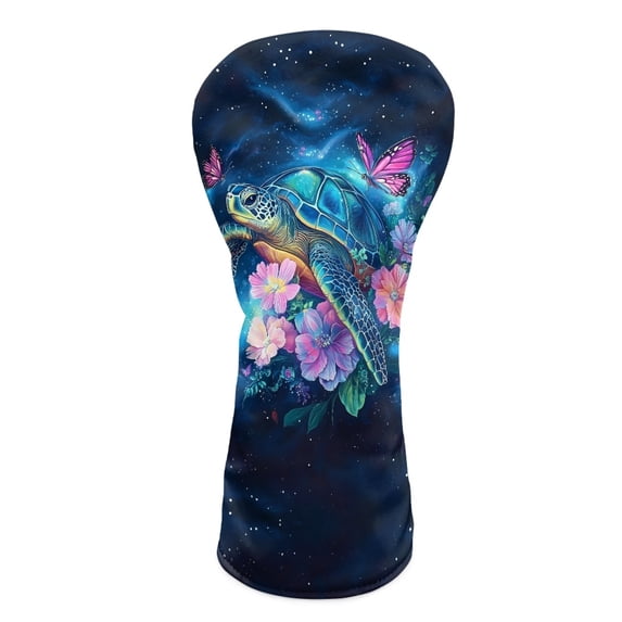 Yuyamidu Boho Sea Turtle Golf Head Covers, Pink Hibiscus Golf Club Covers Driver Headcovers, Fairway Woods Head Covers, Hybrids Headcover for Golf Gifts