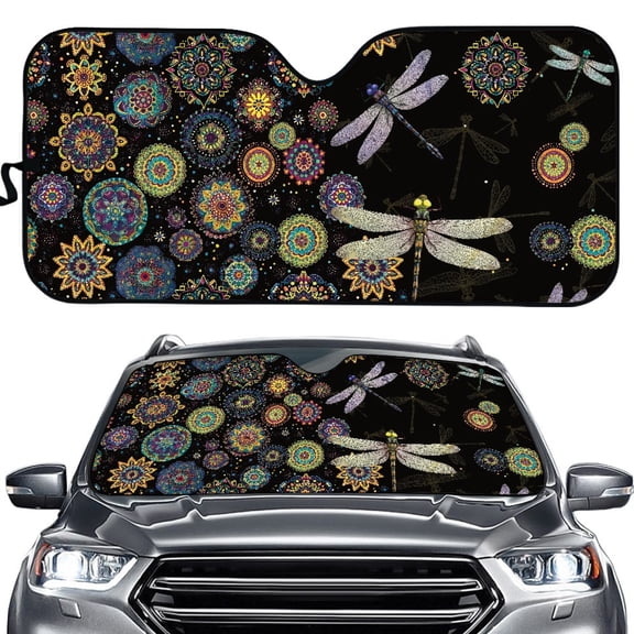 Yuyamidu Boho Sun Shade for Car Window Dragonfly Car Sun Shade Windshield for Truck SUV Sedan Automobile Accessories Blocks Sun Glare UV and Heat