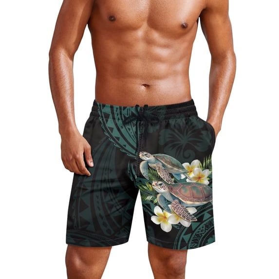 Yuyamidu Boho Swimwear Men's Swim Trunks Quick Dry & Lightweight Sea Turtle Board Shorts with Pockets Bathing Suits for Beach Pool Surf Summer Vacation Tropical Man 3XL